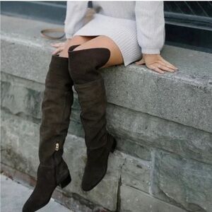 Coach | Lucia split brown suede leather over-the-knee boots Size 7
